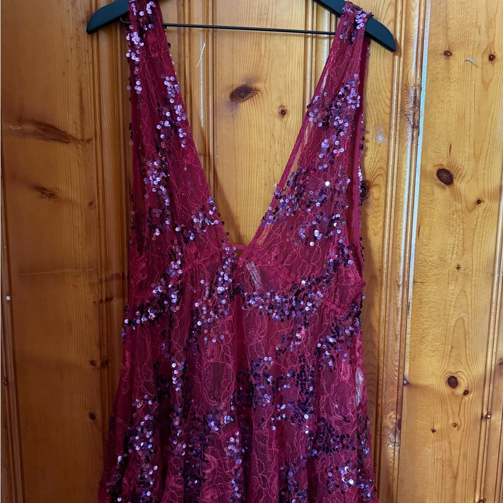 Free People Mini Slip Burgundy